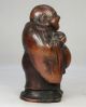 H041: Japanese Old Bizen Pottery Budai Hotei Statue With Good Work And Taste Statues photo 6