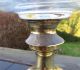Antique/vintage Brass Oil Lamp Base With Cut Glass Font,  Duplex Collar 20th Century photo 7