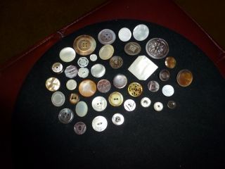 Antique Mother Of Pearl Buttons - Handcut And Carved - Light And Dark photo