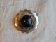 Antique Vintage Button Metal & Glass Cabochon Black 630 - A Buttons photo 2