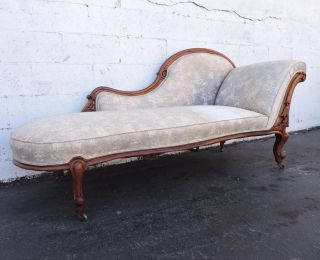 Early Victorian 1800s Carved Chaise Lounge Fainting Sofa Couch 8202 photo