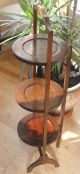 Antique 3 Tier Wooden Mahogany Folding Cake Stand C.  1940 Stands photo 2