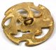 Med Sz Antique Pierced Brass Button Art Nouveau Flower Design - 1 