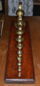 English Vintage 9 Brass Bell Weights On Mahogany Stand 18 3/4 ' X 4 3/4 