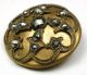 Lg Sz Antique Brass Dome Button Fancy Design W/ Cut Steel Accents - 1 & 1/4 Buttons photo 1