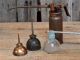 4 Antique Primitive Miniature Small Oil Cans Copper Old Tools,  Glass Primitives photo 1