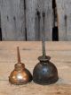 4 Antique Primitive Miniature Small Oil Cans Copper Old Tools,  Glass Primitives photo 3