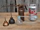 4 Antique Primitive Miniature Small Oil Cans Copper Old Tools,  Glass Primitives photo 5
