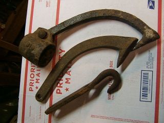 2 Old Iron Cant Hooks 1 Holder,  Hook No Handle photo