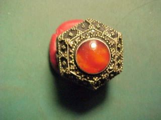 Near Eastern Hand Crafted Ring Carnelian Stone (script) 1700 - 1900 photo