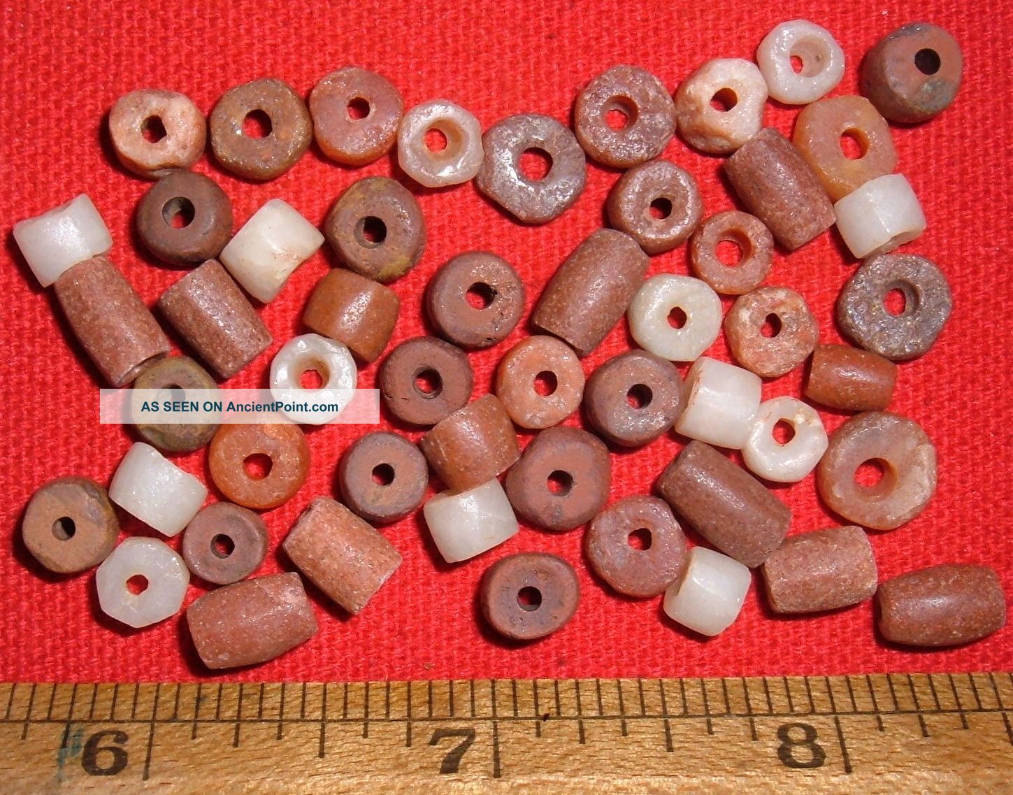 (50) Select Sahara Neolithic Colorful Stone Beads,  Prehistoric African Artifacts Neolithic & Paleolithic photo