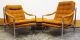 Mid Century Modern Milo Baughman Chrome Scoop Lounge Chairs And Ottoman Post-1950 photo 2