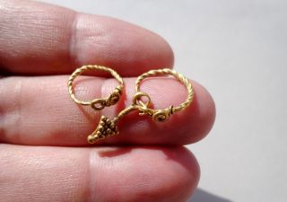 Ancient Roman Gold Rings Pendants,  Nicely Twisted And Granulation Decoration photo