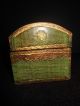 Vintage Italian Florentine Green & Gold Tole Domed Box Italy Distressed Toleware photo 5