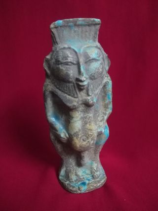 Ancient Egyptian Ushabti Of God Bes (654 - 500 Bc) Rare Piece photo