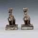 A Pair Oriental Vintage Silver Copper Hand Carved Long Type Seal Statue Other Antique Chinese Statues photo 1