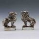 A Pair Oriental Vintage Silver Copper Hand Carved Long Type Seal Statue Other Antique Chinese Statues photo 2