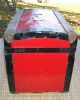 Antique 1920 ' S Feigenbaum Bright Red Toy Trunk - Wood - Tag - Made In Usa - Wow 1900-1950 photo 3