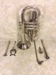Antique Silver Antoine Courtois Cornet In Wood Case Extra Mouthpiece 18 Brass photo 3