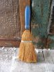 Small Antique Whisk Broom With Wood Handle Cupboard Blue Paint Primitives photo 1