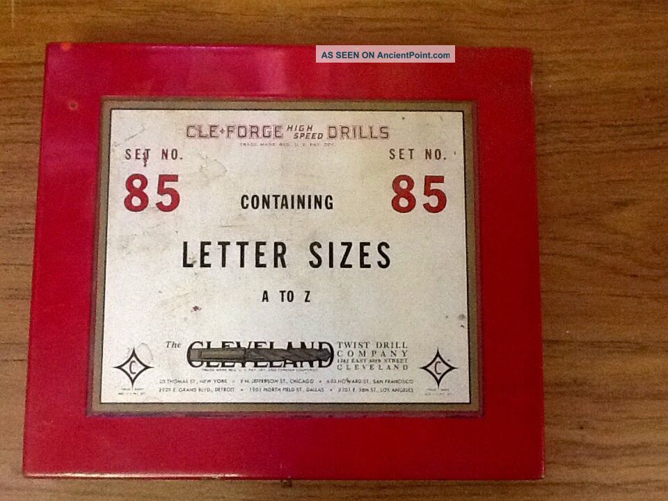Antique 1946 The Cleveland Twist Drill Co.  Steel Box For Letter Size Bits, Other Mercantile Antiques photo