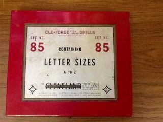 Antique 1946 The Cleveland Twist Drill Co.  Steel Box For Letter Size Bits, photo
