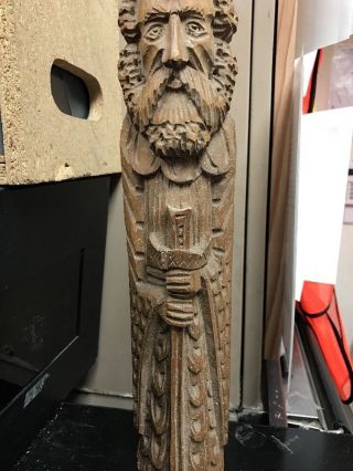 State Found Vintage Wood Carving Of King - Rustic Wood Carved Religious King photo