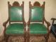 Antique Carved Oak Fish Throne Side Parlor Arm Chairs Ornate Carving 1800-1899 photo 2