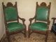 Antique Carved Oak Fish Throne Side Parlor Arm Chairs Ornate Carving 1800-1899 photo 7