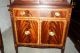 Antique Flame Mahogany Sheraton Style Banded & Inlaid Breakfront China Cabinet 1900-1950 photo 1