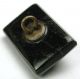 Antique Black Glass Button Rectangle Owl Face Unusual 7/8 