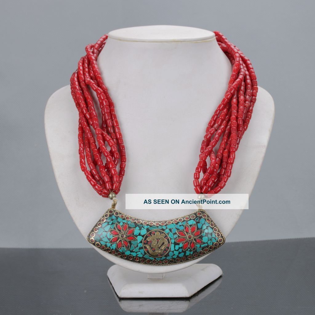 Tibetan Handwork Red Coral Necklaces Inlayturquoise Pendant & Necklaces C626 Necklaces & Pendants photo