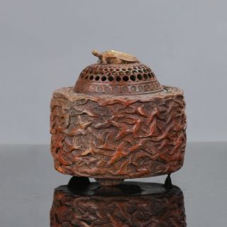Chinese Brass Gilt Handwork Thousand Swallow Incense Burners W Daming Mark photo