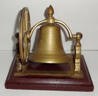 Vintage Brass/wood String Door Bell With Pulley photo