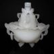 100 Natural Afghan White Jade Hand - Craved Incense Burner & Lid W Pixiu Dragon Other Antique Chinese Statues photo 1