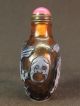 Chinese Ox Horse Carved Peking Overlay Glass Snuff Bottle Snuff Bottles photo 2