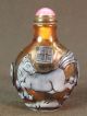 Chinese Ox Horse Carved Peking Overlay Glass Snuff Bottle Snuff Bottles photo 3