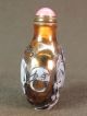 Chinese Ox Horse Carved Peking Overlay Glass Snuff Bottle Snuff Bottles photo 5