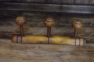 Antique Vintage Wooden Coat Rack Hook French Primitve Rustic Bamboo Wall Mounted photo
