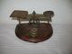 Balance Scale W Weights Criterion British England Vintage Post Office Wood Brass Scales photo 1