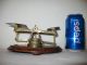 Balance Scale W Weights Criterion British England Vintage Post Office Wood Brass Scales photo 2