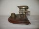 Balance Scale W Weights Criterion British England Vintage Post Office Wood Brass Scales photo 3