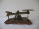 Balance Scale W Weights Criterion British England Vintage Post Office Wood Brass Scales photo 4