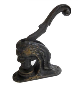 Antique Lion Head Figural Cast Iron Embosser,  1800s Notary Public Seal Oswego Ny photo