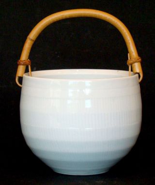 Vintage Art Pottery Chinese Japanese China Japan Porcelain Basket Artist Signed photo