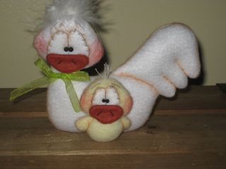 Primitive Hc Raggedy Chicken W/ Baby Chick Doll Ornie Shelf Sitter Bowl Filler photo