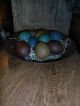 Primitive Large Metal Trencher / Bowl,  Filled W/ Lg.  Painted Egg Gourds,  Spring Primitives photo 3