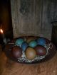Primitive Large Metal Trencher / Bowl,  Filled W/ Lg.  Painted Egg Gourds,  Spring Primitives photo 5