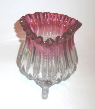 Gorgeous Victorian Rubina Art Glass Snail Footed Art Glass Vase Flower Pontil photo