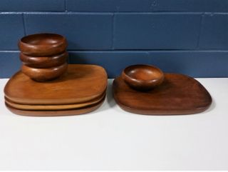 Wood Bowls Plates Taverneau Mid Century Modern Server Teak? photo